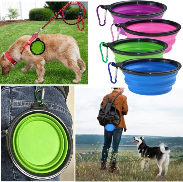 Collapsible Bowls Dog Pet Bowl, 4 Pack for Cats Dogs Travel Bowl Portable Foldable Pet Feeding Watering Dish Pet Supplies for Walking Parking Traveling Camping with 4 Carabiner Clip - Image 7