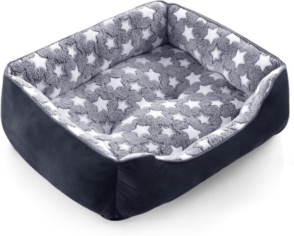 GASUR Rectangle Dog Bed for Large Dogs, Cozy Washable Bed Orthopedic Dog Sofa Bed, Pet Cuddler Anti-Slip Bottom, Soft Calming Sleeping Puppy Warming Puppy Bed (S (20"x 19"x 6"), Black)