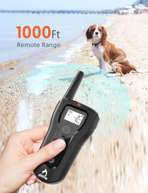 PATPET Dog Training Collar - Rechargeable Dog Training Collar with Remote for Medium Large Dogs 1000Ft Remote Range 3 Training Modes IPX7 Waterproof Black - Image 4