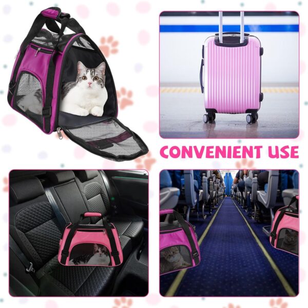 2 Pcs Pet Carrier, Soft Sided Pet Travel Carrier for Cats, Airline Approved Kitty Carrier Portable Dog Bags for Traveling Little Dogs, Rabbits, Puppy, Cat, Small Size (Pink, Purple) - Image 5