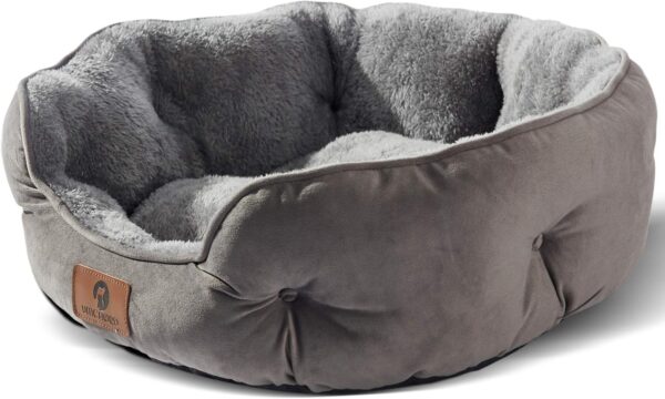 Small Dog Bed for Small Dogs, Cat Beds for Indoor Cats, Pet Bed for Puppy and Kitty, Extra Soft & Machine Washable with Anti-Slip & Water-Resistant Oxford Bottom, Grey, 20 inches