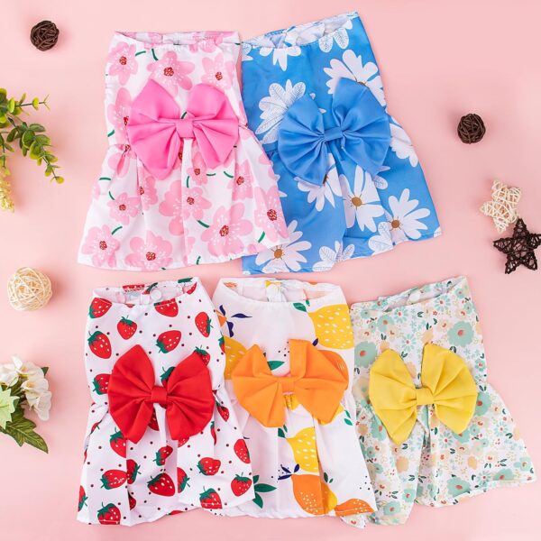 5 PCS Dog Dresses for Small Dogs Girl Dog Dress, Floral Pet Cat Dress Puppy Princess Dresses Doggie Summer Outfits with Bowknot, Female Pet Skirts Pet Clothes for Chihuahua Yorkies - Image 5