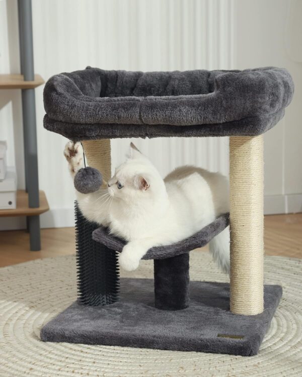Hoopet cat Tree Tower,cat Scratching Post for Indoor Cats,Featuring with Super Cozy Perch,Cat Self Groomer and Interactive Dangling Ball Great for Kittens and Cats - Image 2