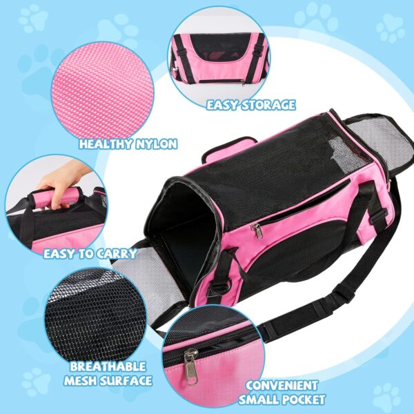 4 Pcs Cat Carrier Soft Pet Carrier for Cat Under 13lbs, 16.9'' x 11'' x 7.5'', Soft Sided Foldable Comfortable and Portable Carrying Bag for Cat, Small Dog Pet Travel(Rose Red, Blue) - Image 3