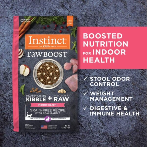 Instinct Raw Boost Indoor Health Grain Free Recipe with Real Rabbit Natural Dry Cat Food, 4.5 lb. Bag - Image 6