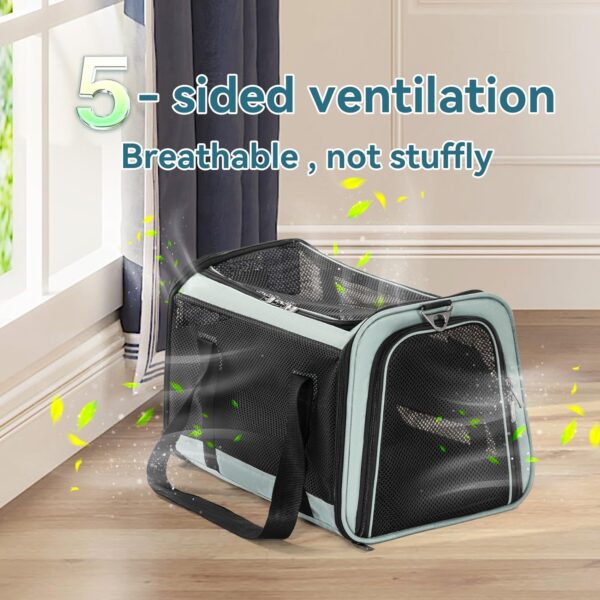 Petsfit 18 x 11 x 11 Pet Carrier Airline Approved, Soft-Sided Dog Carrier Cat Carrier, Lightweight and Collapsible, Ventilation on 5 Sides, Escape Proof, with Adjustable Shoulder Strap, Soft Cushion - Image 5