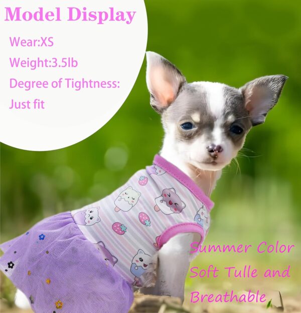 3 Pieces Dog Dresses for Small Dogs Girl Puppy Spring Summer Dress Dog Clothes for Chihuahua Teacup Yorkie Female with Cute Pattern Pet Doggie Cat Tulle Outfit(Strawberry,Ice Cream,Rainbow, Medium) - Image 2