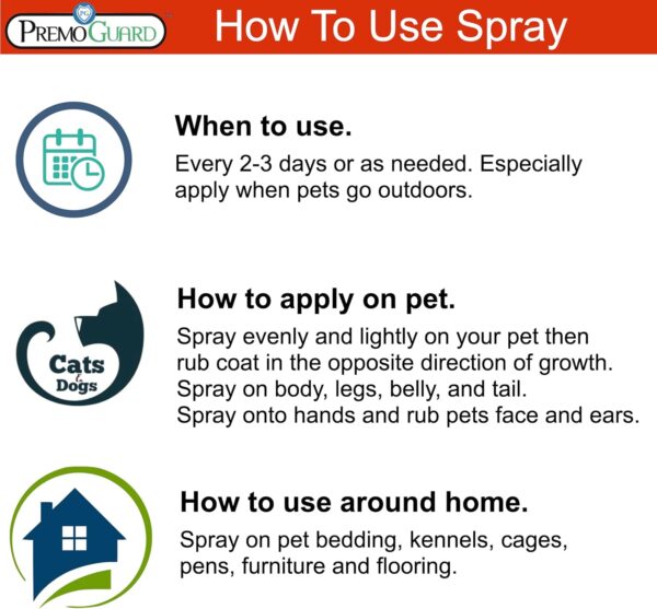 Pet Protector by Premo Guard 16 oz – 100% Effective Mite, Flea, Tick, & Mosquito Spray for Dogs, Cats, and Pets – Best Natural Protection for Control, Prevention, & Treatment - Image 4