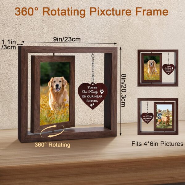 Pet Memorial Gifts for Dogs Cats- Dog Memorial Gifts for Loss of Dog, Rotating Wooden Picture Frame for Two 4x6 Photos, Loss of Dog Sympathy Gift, Memorial Picture Frame for Pets, Dogs, Cats, Brown - Image 2