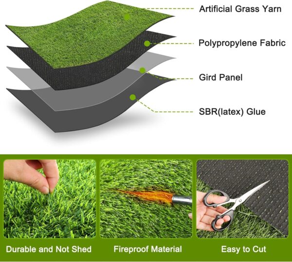 2 Pack 26"x30" Dog Grass Pee Pads, Reusable Artificial Grass Turf Rug for Puppy & Cats, Washable Fake Grass Mat Dog Pee Pad Replacement Outdoor Indoor Potty Training Pads with Drainage Holes - Image 5