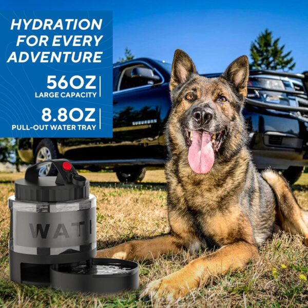 Dog Water Bowl Dispenser,Dog Water Bowl Travel for Hiking Dog Park Camping,56OZ Dog Water Dispenser with Pull-Out Travel Water Bowl for Dogs Travel Water Bowl Dispenser Pet Dog Water Bottle,BPA Free - Image 5