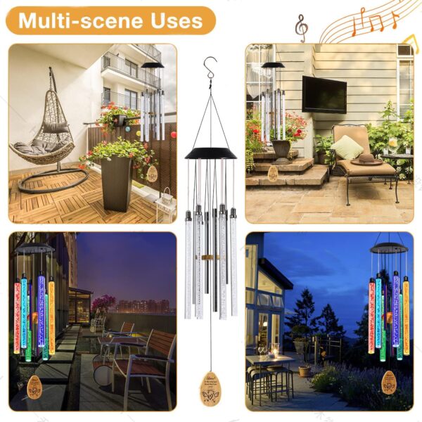 Solar Pet Memorial Wind Chime, Dog Memorial Gifts for Loss of Dog, Rainbow Bridge Pet Memorial Gifts, Loss of Dog Sympathy Gift, in Memory of Dog Cat, 6 LED Tubes Color Changing Rainbow, 33" - Image 6