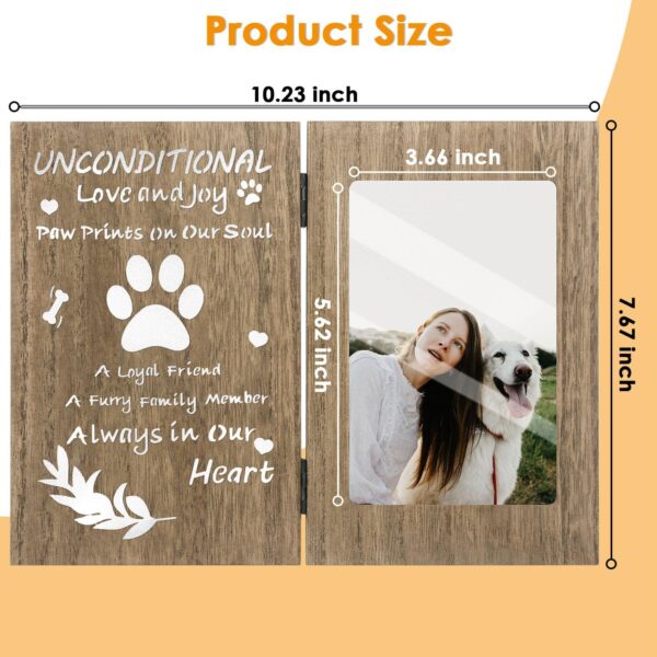 Pet Memorial Gifts for Dogs, LED Light up Dog Memorial Gifts for Loss of Dog, Pet Sympathy Gift for Family, Friend, Wooden Brown Dog Picture Frame for Tabletop - Image 4