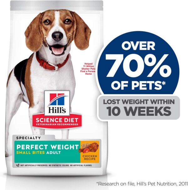 Hill's Science Diet Perfect Weight, Adult 1-6, Weight Management Support, Small Kibble, Dry Dog Food, Chicken Recipe, 12 lb Bag - Image 3