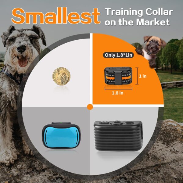 Tiniest Dog Shock Collar, Lightest Dog Training Collar with Remote for Small Dogs 5-15lbs & Medium Large Dogs/Puppies, Waterproof, Rechargeable, 1300ft Range (Orange) - Image 2