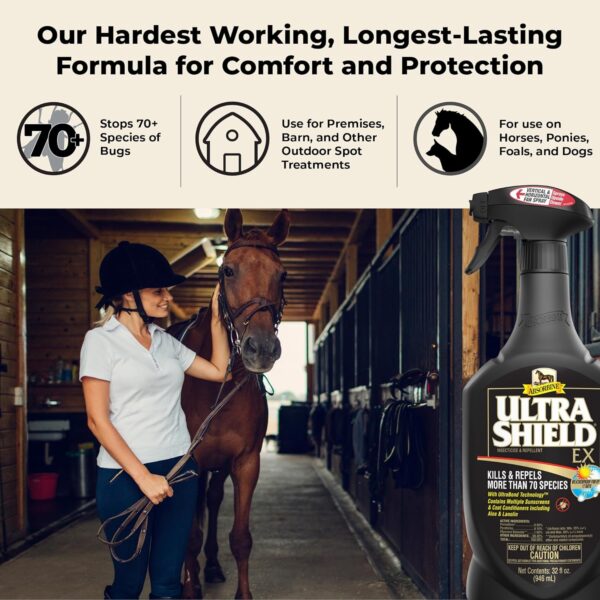 Absorbine UltraShield EX Combo 32oz Sprayer + 128oz Refill Insecticide, Kills & Repels Flies, Mosquitoes, Ticks, Fleas, Lice, Use on Horses, Dogs, Premises - Image 2