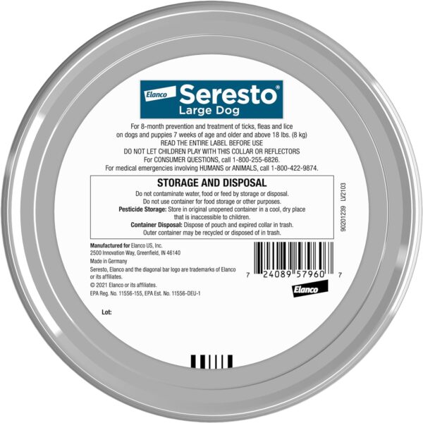 Seresto Large Dog Vet-Recommended Flea & Tick Treatment & Prevention Collar for Dogs Over 18 lbs. | 2-Pack - Image 2