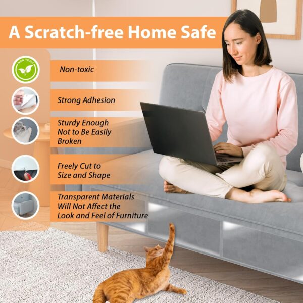 Furniture Protectors from Cats Scratch,10 Packs Cat Scratch Couch Protector Scratch Guard,Sofa Corner Scratching Training Tape Deterrent (10pack-4 * 17''12''+4 * 17''10''+2 * 17''6'') - Image 3