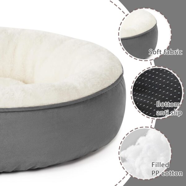 Love's cabin Round Donut Cat and Dog Cushion Bed, 20in Pet Bed for Cats or Small Dogs, Anti-Slip & Water-Resistant Bottom, Super Soft Durable Fabric Pet beds, Washable Luxury Cat & Dog Bed Dark Grey - Image 6