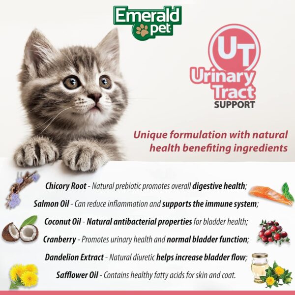 Emerald Pet Feline Health Chews UT Support — Natural Grain Free Urinary Tract Health Cat Chews — Cat Urinary Supplements with Cranberry, Chicory Root, and Dandelion Leaf Extract — Made in USA, 2.5 oz - Image 5