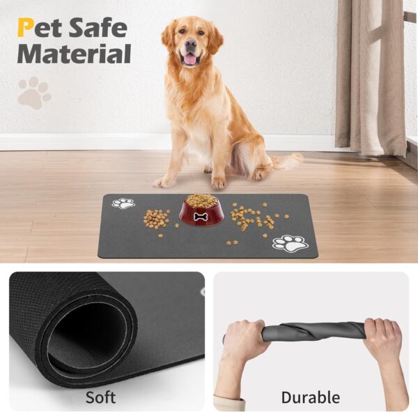 Pet Feeding Mat-Absorbent Dog Mat for Food and Water Bowl-Dog Accessories Pet Supplies-Dog Water Bowl for Messy Drinkers-No Stains Quick Dry Dog Water Dispenser Mat (12"x19", Dark Grey) - Image 7