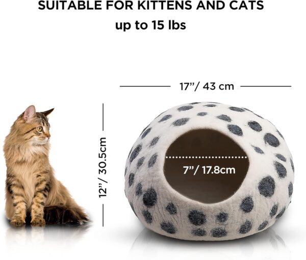 Luxurious Eco-Friendly Merino Wool Cat Cave Bed - Foldable Hideaway Pod for Indoor Cats - Premium Felt Kitten Beds - Covered Cat House for Ultimate Cozy Comfort by Woolygon - Image 2