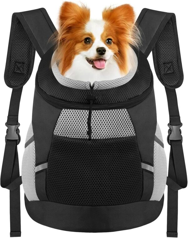 Dog Backpack Carrier, Front Chest Carrier for Small Dogs, Pet Carrying Bag for Travel Hiking Cycling Outdoor Black M