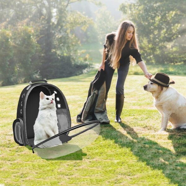 Henkelion Backpack Carrier/Bubble Carrying Bag for Small Medium Dogs Cats, Space Capsule Pet Carrier for Hiking, Travel, Airline Approved- Black - Image 7