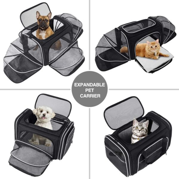 Airline Approved Expandable Pet Carrier with Mesh Pockets, Shoulder Strap, Washable Pads - For 2 Cats, Kittens, Puppies, Dogs - Image 8