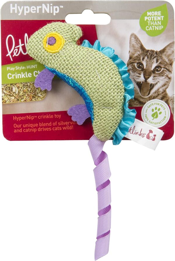 Petlinks HappyNip Crinkle Chameleon Cat Toy, Contains Silvervine & Catnip - Green, One Size - Image 5