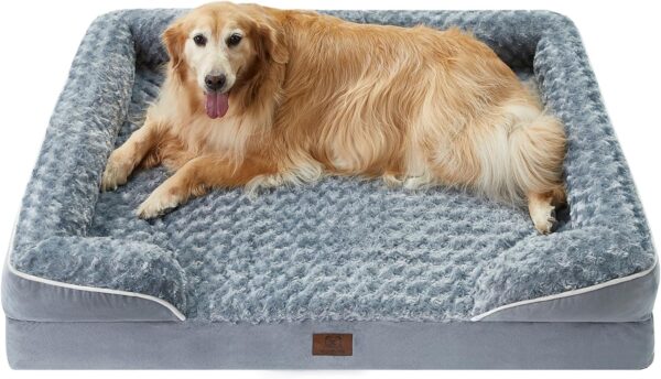 WNPETHOME Dog Beds for Large Dogs, Washable Dog bed, Bolster Dog Sofa Bed with Waterproof Lining & Non-skid Bottom, Orthopedic Egg Foam Dog Couch for Pet Sleeping, Pet Bed for Large dogs