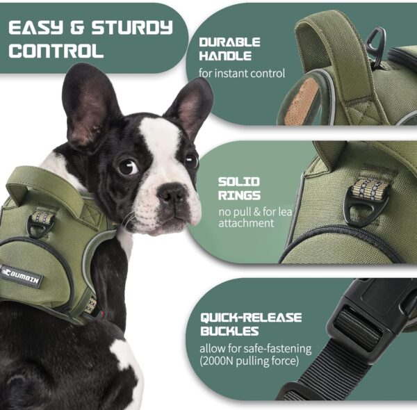 No Pull Dog Harness for Medium Dogs, Adjustable No Choke Pet Vest with Dog Leash Fit Smart Reflective Pet Walking Harness for Training Easy Control Soft Handle Green M - Image 4