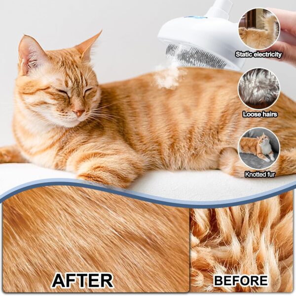 Texsens Cat Steam Brush - Steamy Cat Brush for Shedding, Misting Cat Brush for Long & Short Haired Cats & Dogs, Removing Tangled & Loose Hair - Self Cleaning Pet Hair Removal Grooming Tool - Image 2