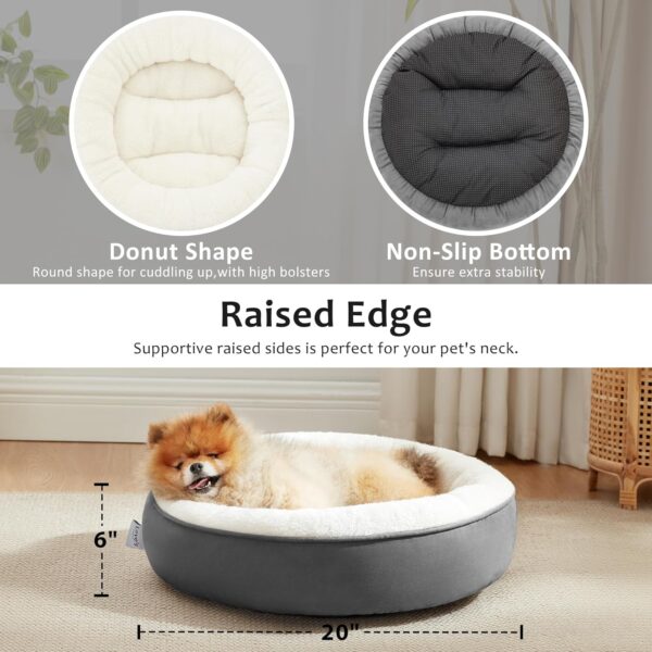 Love's cabin Round Donut Cat and Dog Cushion Bed, 20in Pet Bed for Cats or Small Dogs, Anti-Slip & Water-Resistant Bottom, Super Soft Durable Fabric Pet beds, Washable Luxury Cat & Dog Bed Dark Grey - Image 5