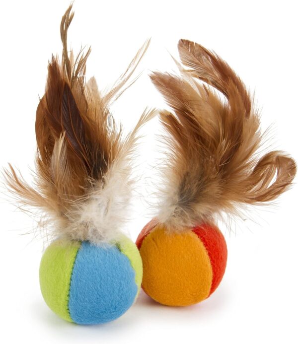 SmartyKat (2 Count) Flutter Balls Feather Cat Toys - Multi Color, 2 Count