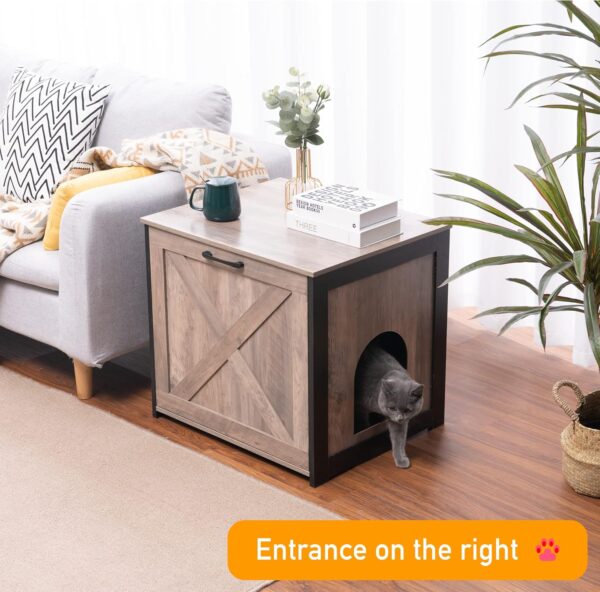 DWANTON Cat Litter Box Furniture Hidden, Cat Litter Box Enclosure, Reversible Entrance Can Be on Left or Right Side, Indoor Cat Box Cabinet, Wooden Cat Washroom, End Table, Nightstand - Image 6