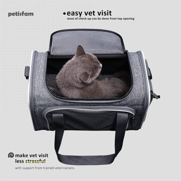 petisfam Top Load Cat Carrier Bag for Medium Cats and Small Dogs. Airline Approved, Collapsible, Escape Proof and Auto-Safe. Easy to get cat in and Make Vet Visit Less Stressful - Image 2