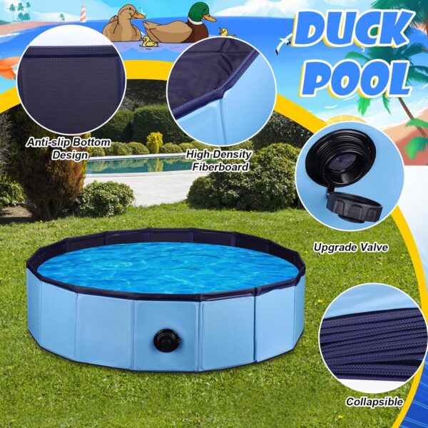 Mity rain Duck Pool, Collapsible Bath Tub for Duck Cooling, High Density Board Pool for Ducks Dogs Cats Kids Swimming 31.5in * 7.8in - Image 2