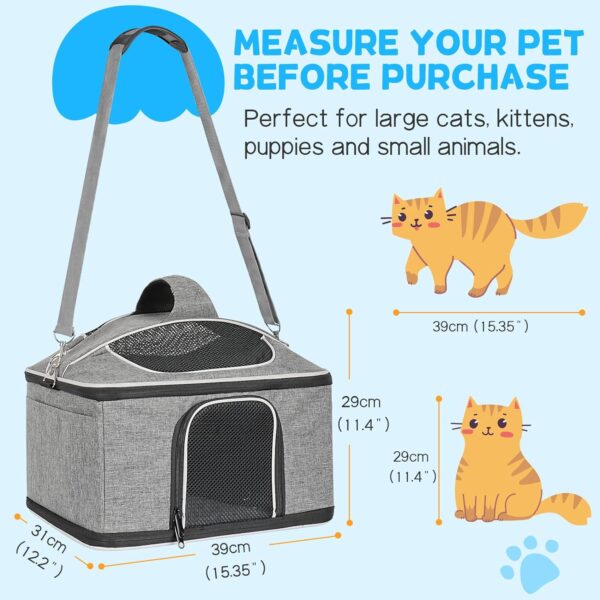 Cat Carrier, Pet Carrier Airline Approved for Cat, Soft Sided Large Cat Carrier Soft, Collapsible Pet Travel Carrier Bag for Small Medium Cats Small Dogs Puppy Under 20lbs(15.3"x12.2"x11.4") - Image 6