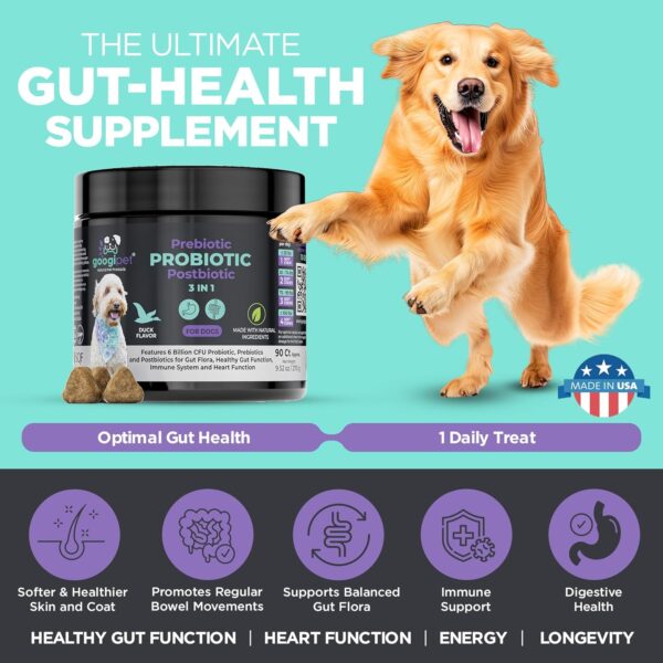 Googipet Probiotics for Dogs Digestive Health - Pre and Probiotics for Dogs + Digestive Enzymes - Dog Probiotic Chews w/Prebiotics & Pumpkin, Anti Diarrhea for Dogs, Constipation, Digestion, & Itching - Image 2