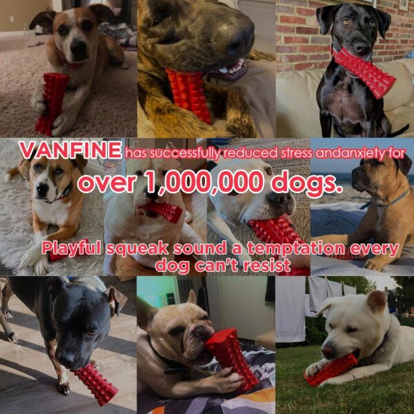 VANFINE Tough Squeaky Dog Toys for Aggressive Chewers - Dog Chew Toys for Aggressive Chewers Large Breed Stick - Durable Dog Toys for Aggressive Chewers Non-Toxic Natural Rubber Beef Flavor (Red) - Image 2