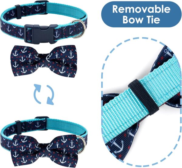 azuza Anchor Dog Collar with Bow Tie, Soft and Comfortable Bowtie Dog Collar, Adjustable Dog Collar for Small Dogs - Image 3