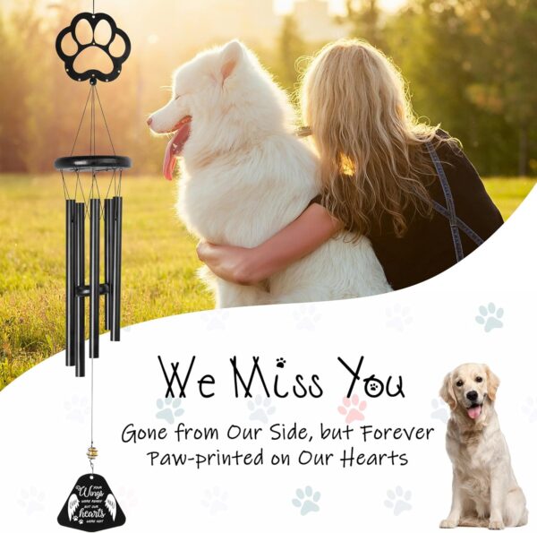 Dog Memorial Gift for Loss of Dog, Pet Remembrance Black Wind Chime with Pet Paw, Sympathy Gift, Dog Bereavement Passing Away Present, Wing - Image 4