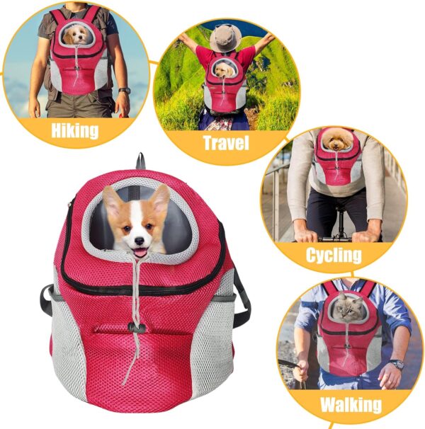 Fhiny Dog Carrier Backpack, Comfortable Doggy Front Backpack Pet Puppy Carrier Travel Pack with Breathable Head Out Design and Padded Shoulder for Walking Biking Hiking Camping - Image 6