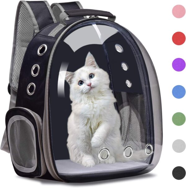 Henkelion Backpack Carrier/Bubble Carrying Bag for Small Medium Dogs Cats, Space Capsule Pet Carrier for Hiking, Travel, Airline Approved- Black