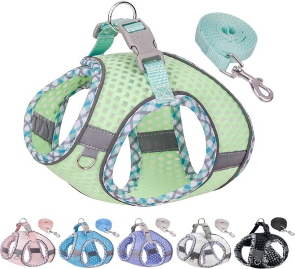 Step in Dog Harness and Leash Set, No Pull Escape Proof Vest Harness with Soft Diamond Mesh and Reflective Bands, Adjustable Pet Outdoor Harnesses for Medium Size Dogs Sage M