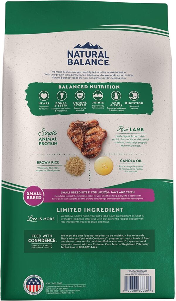 Natural Balance Limited Ingredient Small-Breed Adult Dry Dog Food with Healthy Grains, Lamb & Brown Rice Recipe, 12 Pound (Pack of 1) - Image 2