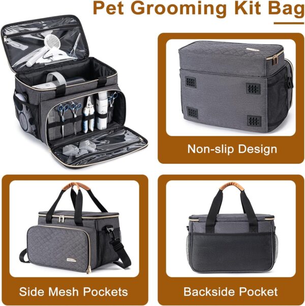 Dog Grooming Vacuum Bag, Pet Grooming Kit Bag Perfect for Dog Hair Vacuum & Grooming Tool Kit Accessories- Grey - Image 3