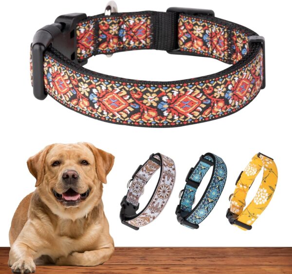 Dog Collars for Small Medium & Large Dogs Stocking Stuffer Long Lasting, Adjustable, Strong Durable Collars for Dogs, Choose from Stunning Patterns and Colors. Red Woven Dog Collar