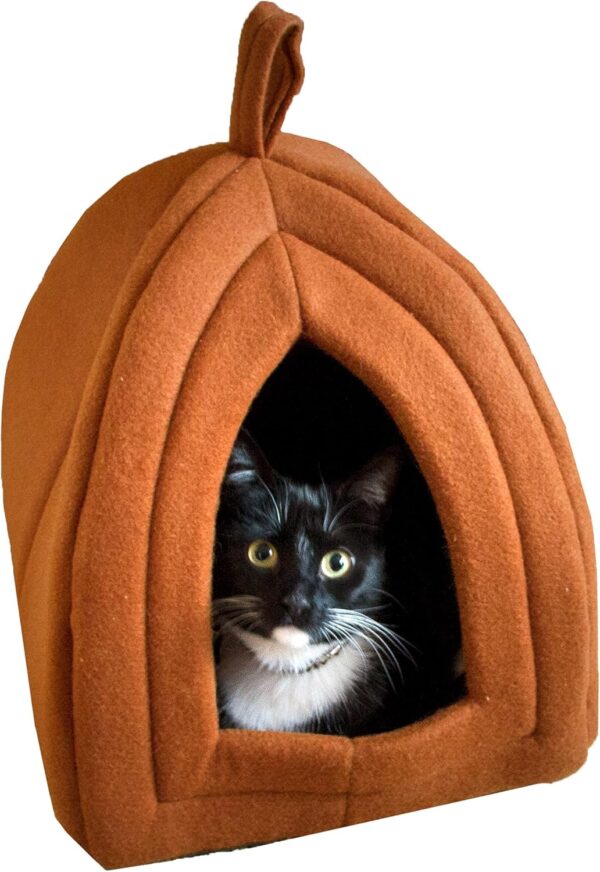 Cat House - Indoor Cat Bed with Removable Foam Cushion - Pet Tent for Kittens, Rabbits, Guinea Pigs, and Other Small Animals by PETMAKER (Brown)